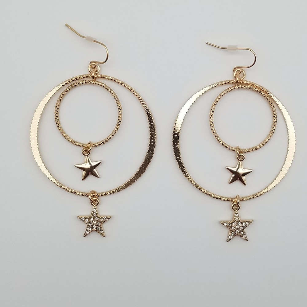 Double Hoop Star Earrings(NWOT)